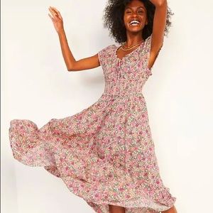 Old Navy Waist Defined Printed Midi Dress